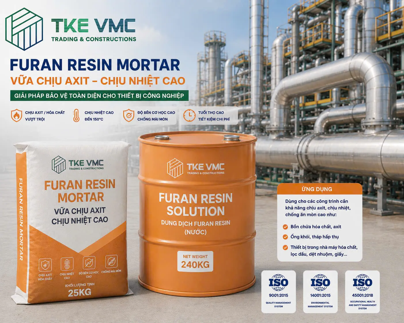 VỮA FURAN RESIN KHÁNG HÓA CHẤT